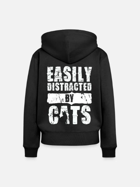 Leicht Ablenkbar Durch Katzen - Frauen Premium Bio Zip Hoodie - Schwarz