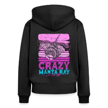 Raie Manta, Raie Stingant, Fou, Raie Manta, Dame - Sweat à capuche zippé Premium bio Femme - noir - Dos - Julia (174cm)