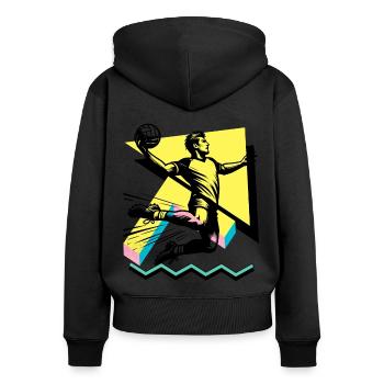Handball Joueurs de handball - Sweat à capuche zippé Premium bio Femme - noir - Dos - Julia (174cm)