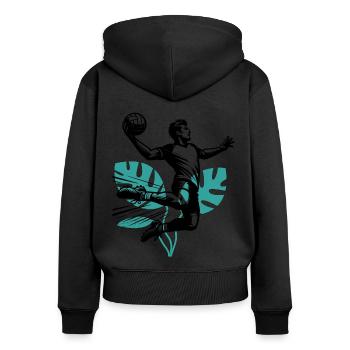 Handball Joueurs de handball - Sweat à capuche zippé Premium bio Femme - noir - Dos - Julia (174cm)