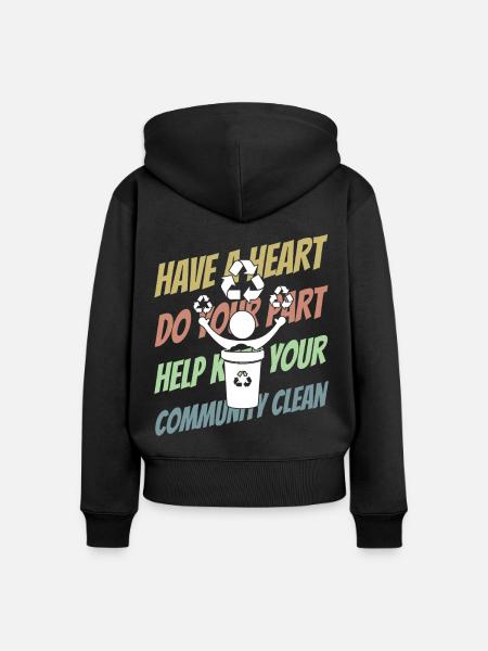 Littering Verschmutzung Umweltbewußtsein - Frauen Premium Bio Zip Hoodie - Schwarz