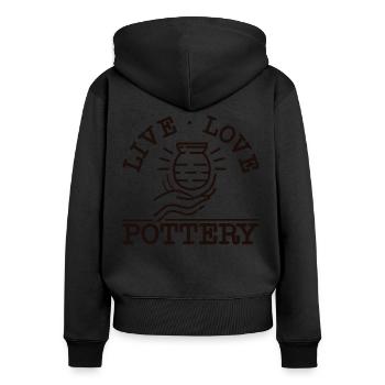 poterie céramique artiste fille en direct - Sweat à capuche zippé Premium bio Femme - noir - Dos - Julia (174cm)