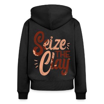 Pottery Ceramics Artist Pun Seize - Women's Premium Organic Zip Hoodie - black - Back - Julia (174cm)