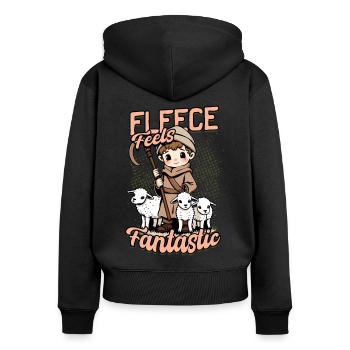 Schafhirte Schäferei Schafe Hirte - Frauen Premium Bio Zip Hoodie - Schwarz - Hinten - Julia (174cm)