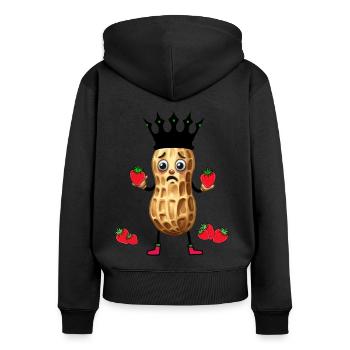 Roi Cacahuète Fraise Fruit Fruits Baies Fruit - Sweat à capuche zippé Premium bio Femme - noir - Dos - Julia (174cm)