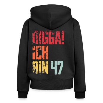 47. Geburtstag 47 Jahre Geschenk Spruch - Frauen Premium Bio Zip Hoodie - Schwarz - Hinten - Julia (174cm)
