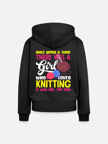 Mädchen Die Stricken Liebte - Frauen Premium Bio Zip Hoodie - Schwarz