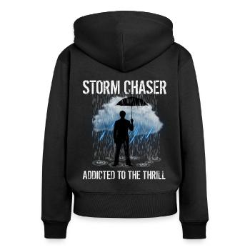 Storm Chasing: Addicted to the Thrill - Women's Premium Organic Zip Hoodie - black - Back - Julia (174cm)