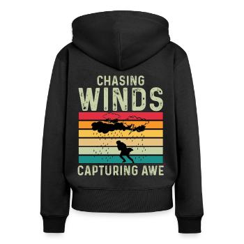 Storm Chasing: Wind Whisperer - Women's Premium Organic Zip Hoodie - black - Back - Julia (174cm)