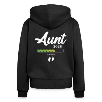 Aunt Loading 2028 - Frauen Premium Bio Zip Hoodie - Schwarz - Hinten - Julia (174cm)