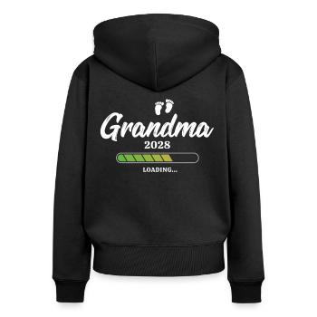 Grandma Loading 2028 - Frauen Premium Bio Zip Hoodie - Schwarz - Hinten - Julia (174cm)