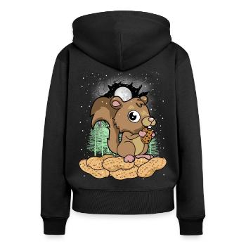 Habitants de la forêt Noix Eichhorn Noël Noël - Sweat à capuche zippé Premium bio Femme - noir - Dos - Julia (174cm)