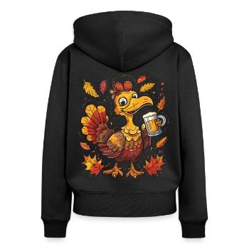 Dankbares Gobble Wobble Thanksgiving - Frauen Premium Bio Zip Hoodie - Schwarz - Hinten - Julia (174cm)