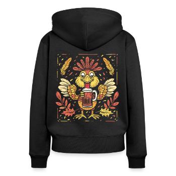 Dankbares Gobble Wobble Thanksgiving - Frauen Premium Bio Zip Hoodie - Schwarz - Hinten - Julia (174cm)