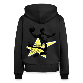 Handball Joueurs de handball - Sweat à capuche zippé Premium bio Femme - noir - Dos - Julia (174cm)