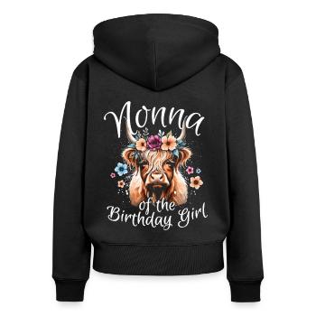 Nonna de la fille d’anniversaire - Sweat à capuche zippé Premium bio Femme - noir - Dos - Julia (174cm)