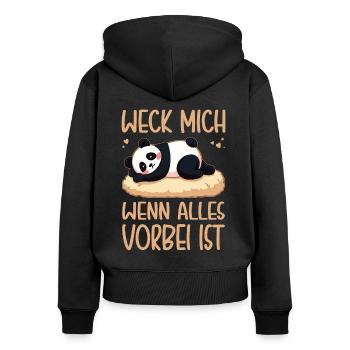 Réveille-moi quand tout est fini / Lève-tard - Sweat à capuche zippé Premium bio Femme - noir - Dos - Julia (174cm)