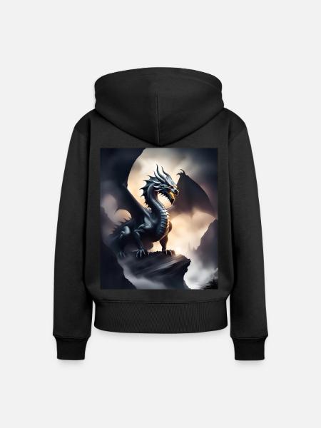 Dunkler Schattendrache - Frauen Premium Bio Zip Hoodie - Schwarz