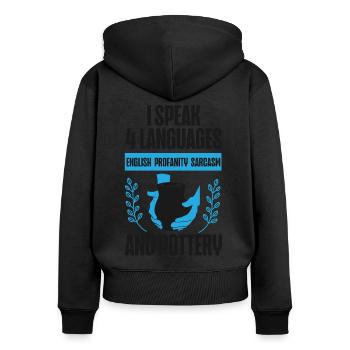 Poterie Céramiste Artiste Je Parle 4 - Sweat à capuche zippé Premium bio Femme - noir - Dos - Julia (174cm)