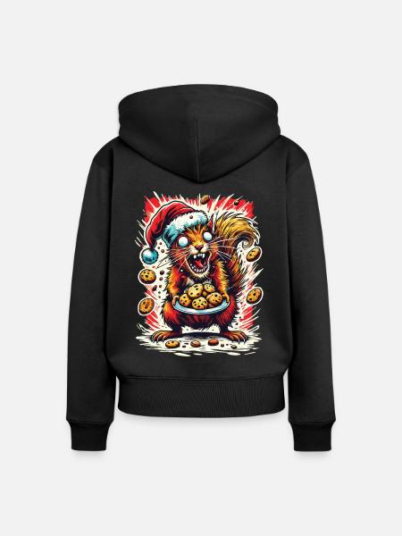 Weihnachtsstress Lustig Mama Eichhörnchen - Frauen Premium Bio Zip Hoodie - Schwarz