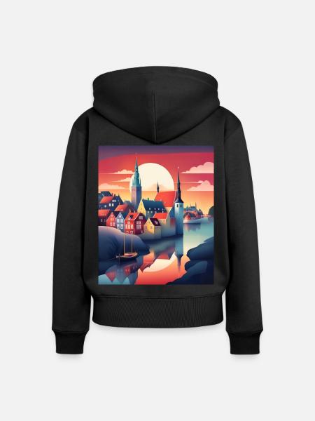 Die Stadt Dänemark - Frauen Premium Bio Zip Hoodie - Schwarz