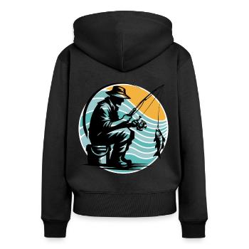 Pêche à la ligne - Sweat à capuche zippé Premium bio Femme - noir - Dos - Julia (174cm)