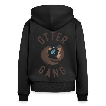 Otter Otter Gang - Frauen Premium Bio Zip Hoodie - Schwarz - Hinten - Julia (174cm)