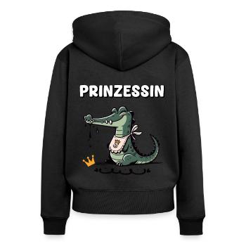 Carnaval Princesse Crocodile Drôle Cologne Alaaf - Sweat à capuche zippé Premium bio Femme - noir - Dos - Julia (174cm)