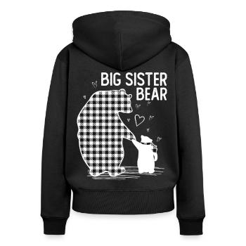 Big Sister Bear - Women's Premium Organic Zip Hoodie - black - Back - Julia (174cm)