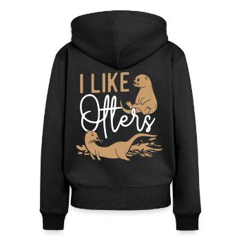 Otter I Like Otters - Women's Premium Organic Zip Hoodie - black - Back - Julia (174cm)