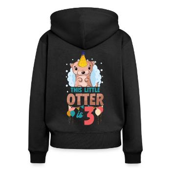 Otter Birthday This Little Otter - Women's Premium Organic Zip Hoodie - black - Back - Julia (174cm)