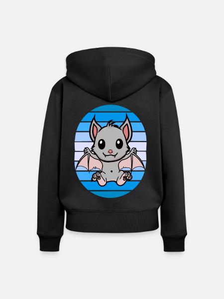 Retro Fledermaus Fledermäuse - Frauen Premium Bio Zip Hoodie - Schwarz