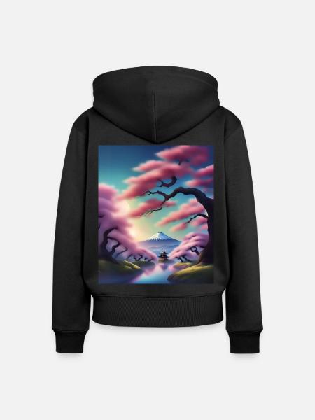 Fuji-Berg in Japan - Frauen Premium Bio Zip Hoodie - Schwarz