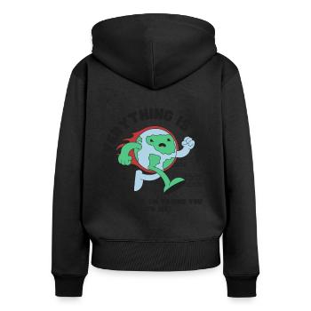 Alles ist in Ordnung Tag der Erde - Frauen Premium Bio Zip Hoodie - Schwarz - Hinten - Julia (174cm)
