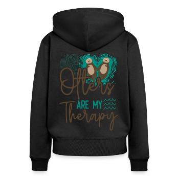Otter Otters Are My Therapy - Women's Premium Organic Zip Hoodie - black - Back - Julia (174cm)