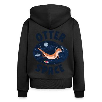 Otter Pun Astronaute des sciences de l’espace - Sweat à capuche zippé Premium bio Femme - noir - Dos - Julia (174cm)
