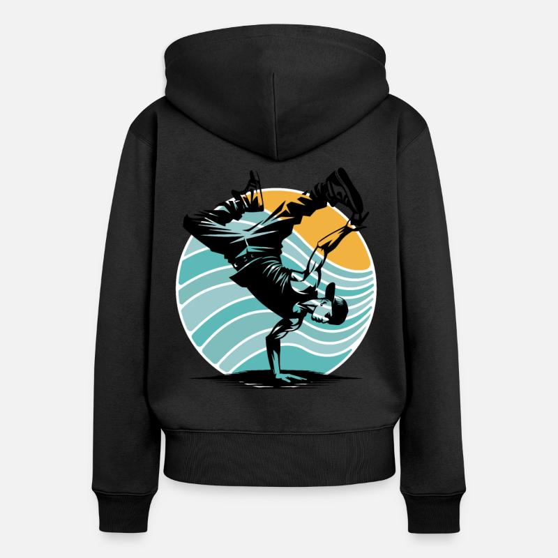 Breakdance - Sweat à capuche zippé Premium bio Femme - noir