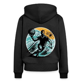 Handball - Sweat à capuche zippé Premium bio Femme - noir - Dos - Julia (174cm)
