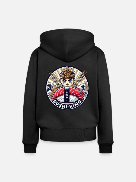 Der König des Sushi - Frauen Premium Bio Zip Hoodie - Schwarz