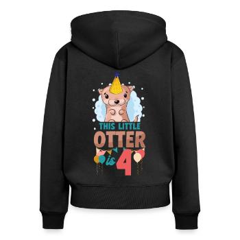 Anniversaire de la loutre Cette petite loutre - Sweat à capuche zippé Premium bio Femme - noir - Dos - Julia (174cm)