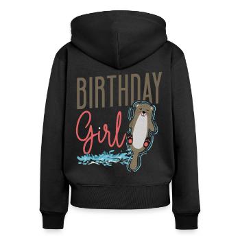 Loutre Anniversaire Fille Anniversaire Fille - Sweat à capuche zippé Premium bio Femme - noir - Dos - Julia (174cm)