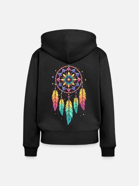 Boho Traumfänger - Frauen Premium Bio Zip Hoodie - Schwarz