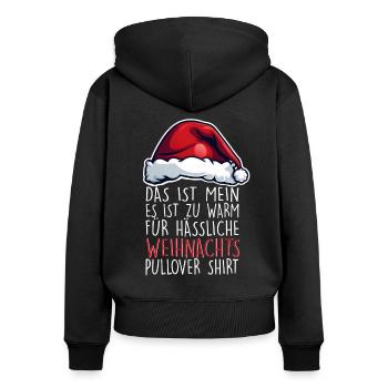 Es ist zu warm für hässliche Weihnachtspullover - Frauen Premium Bio Zip Hoodie - Schwarz - Hinten - Julia (174cm)