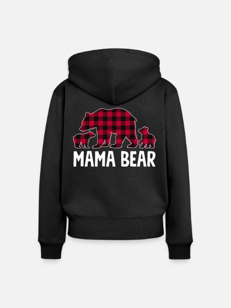 Mama Bear - Frauen Premium Bio Zip Hoodie - Schwarz