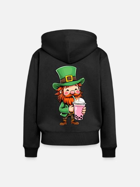 Kobold Bubble Tea - Frauen Premium Bio Zip Hoodie - Schwarz