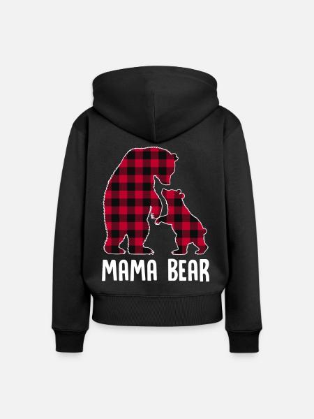 Mama Bear - Frauen Premium Bio Zip Hoodie - Schwarz