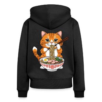 Cat Ramen - Women's Premium Organic Zip Hoodie - black - Back - Julia (174cm)