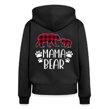 Mama Bear - Frauen Premium Bio Zip Hoodie - Schwarz - Hinten - Julia (174cm)