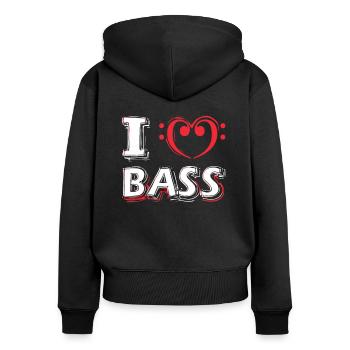 I ♥ Bass Love Musician Bassiste - Sweat à capuche zippé Premium bio Femme - noir - Dos - Julia (174cm)