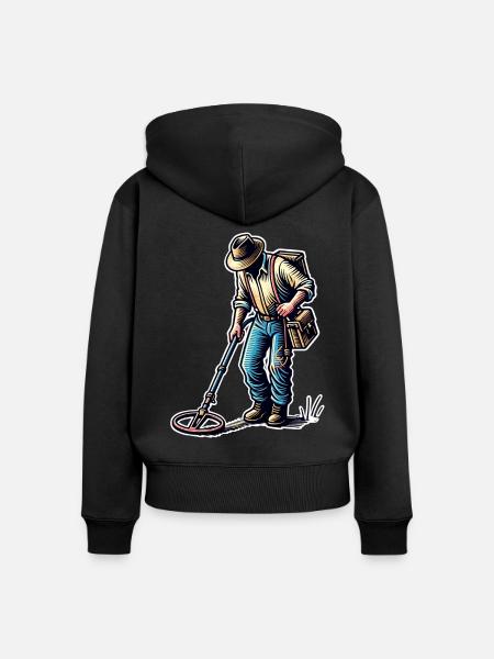 Sondeln Metalldetektor - Frauen Premium Bio Zip Hoodie - Schwarz